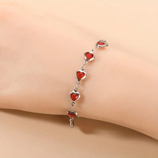 Ophelyra Garnetelle Bracelet - Elegant White Gold