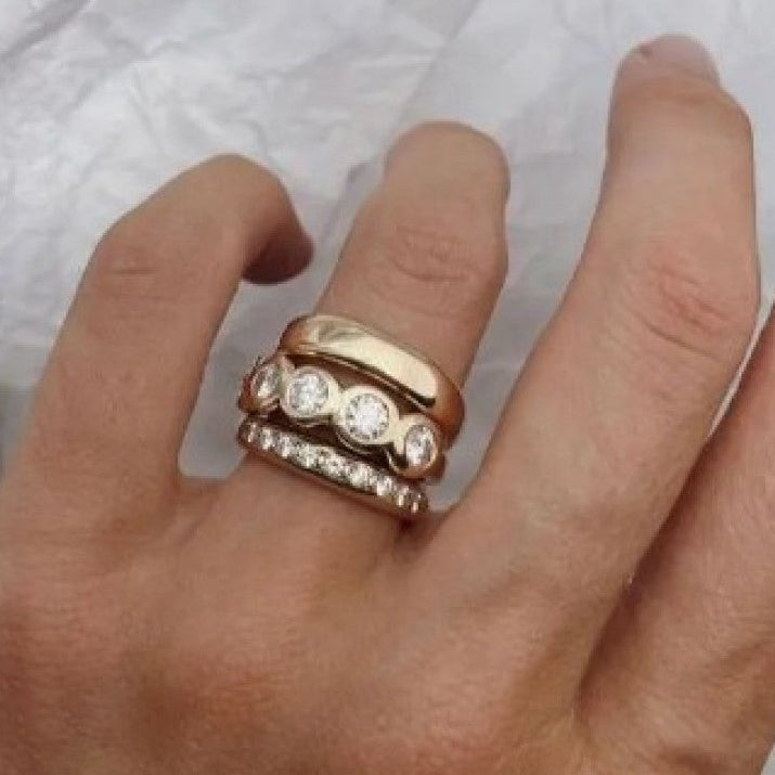 Forged White Crystal Ring Set