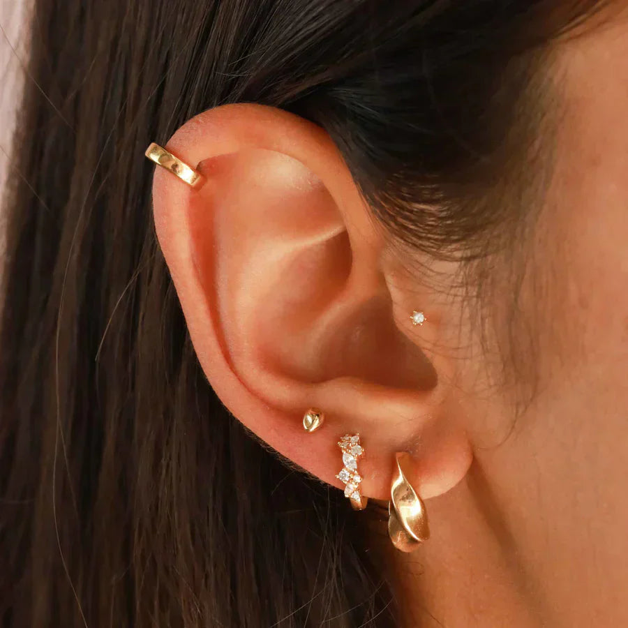 Gold Crystal Cluster Huggie Earrings