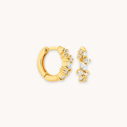 Gold Crystal Cluster Huggie Earrings
