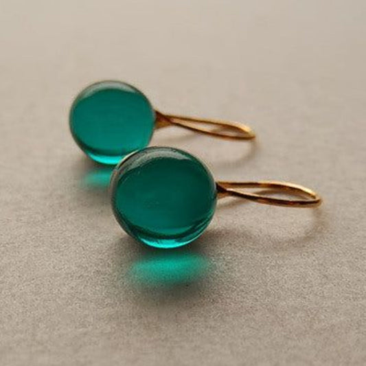 Green Crystal Rose Gold Earrings