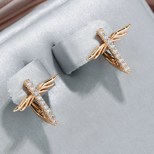 Gold Bright Dragonfly Earrings