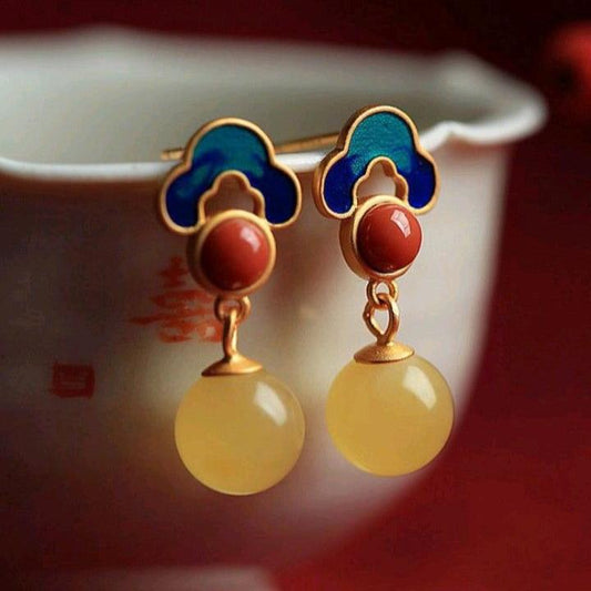 Colorful Yellow Crystal Earrings