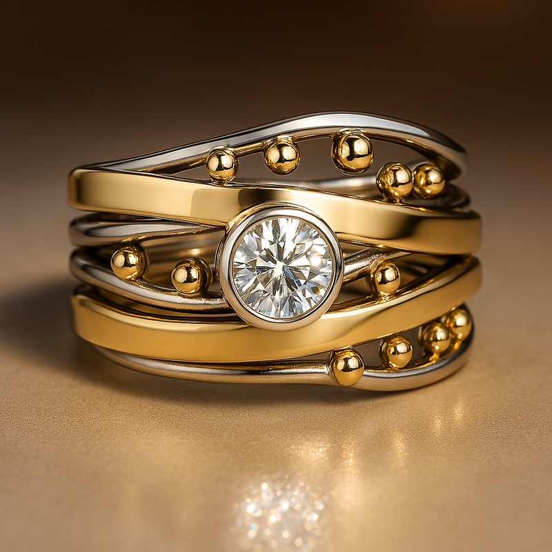 Vintage Gold Inlaid Zirconia Ring