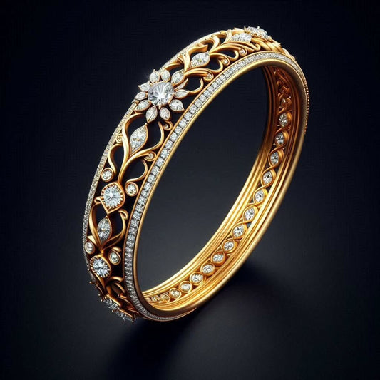 Exotic Crystal Gold Floral Ring