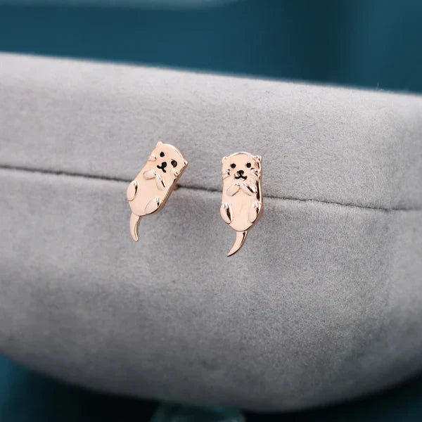 Otter Stud Earrings In Sterling Silver