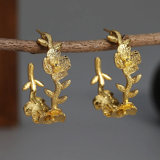 Golden Nature Hoop Earrings