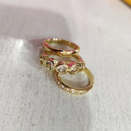 Forged White Crystal Ring Set