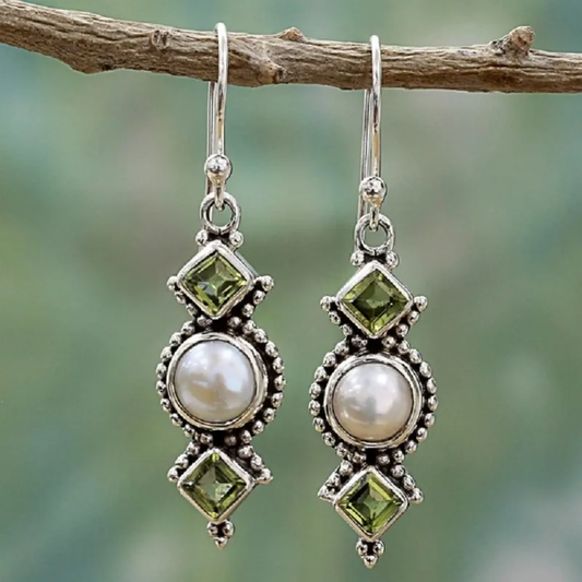 Green Moonstone Earrings