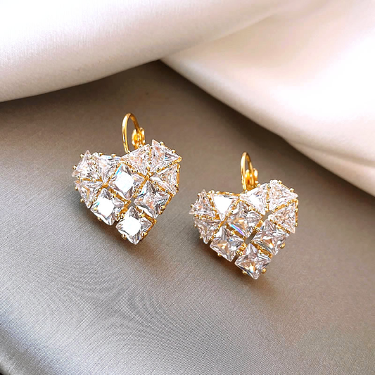 Heart-shaped Crystal Earrings