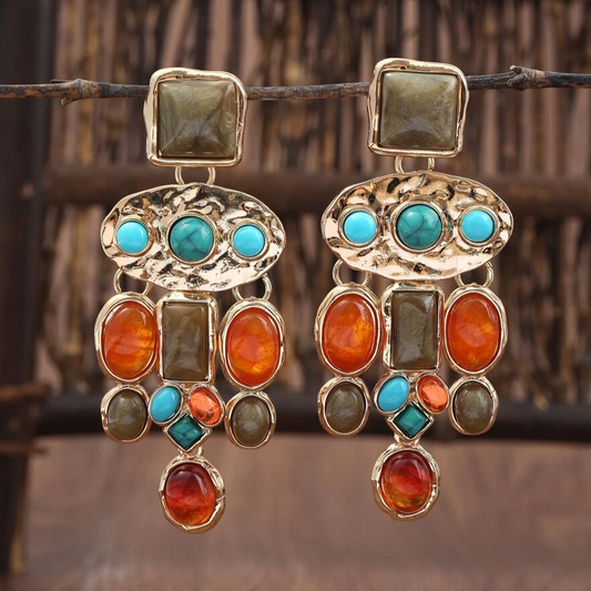 Colorful Dangling Stone Earrings