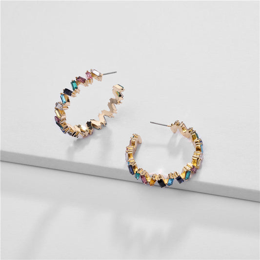Colorful Crystal Earrings In Gold