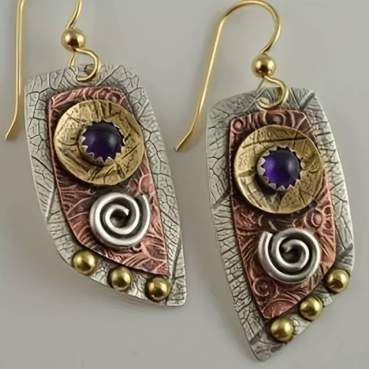 Gold & Silver Brown Earrings