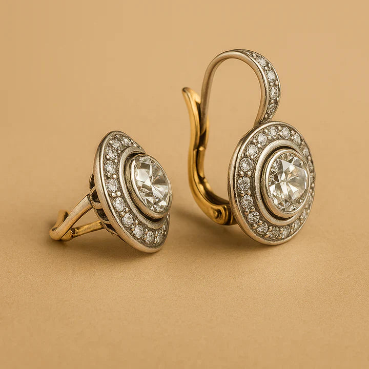 Vintage Silver Earrings With Zirconia