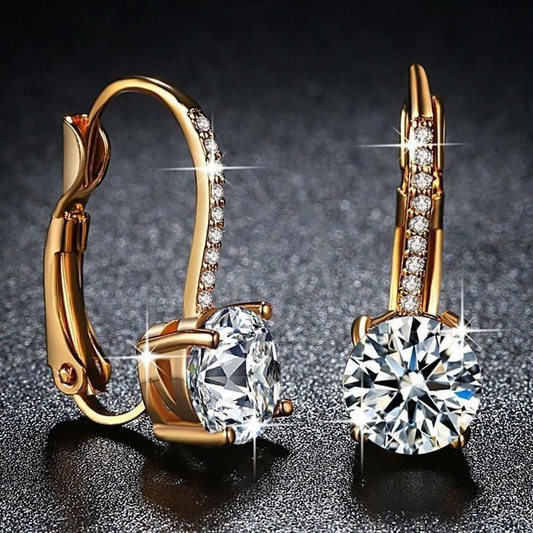 Crystal Round Golden Earrings