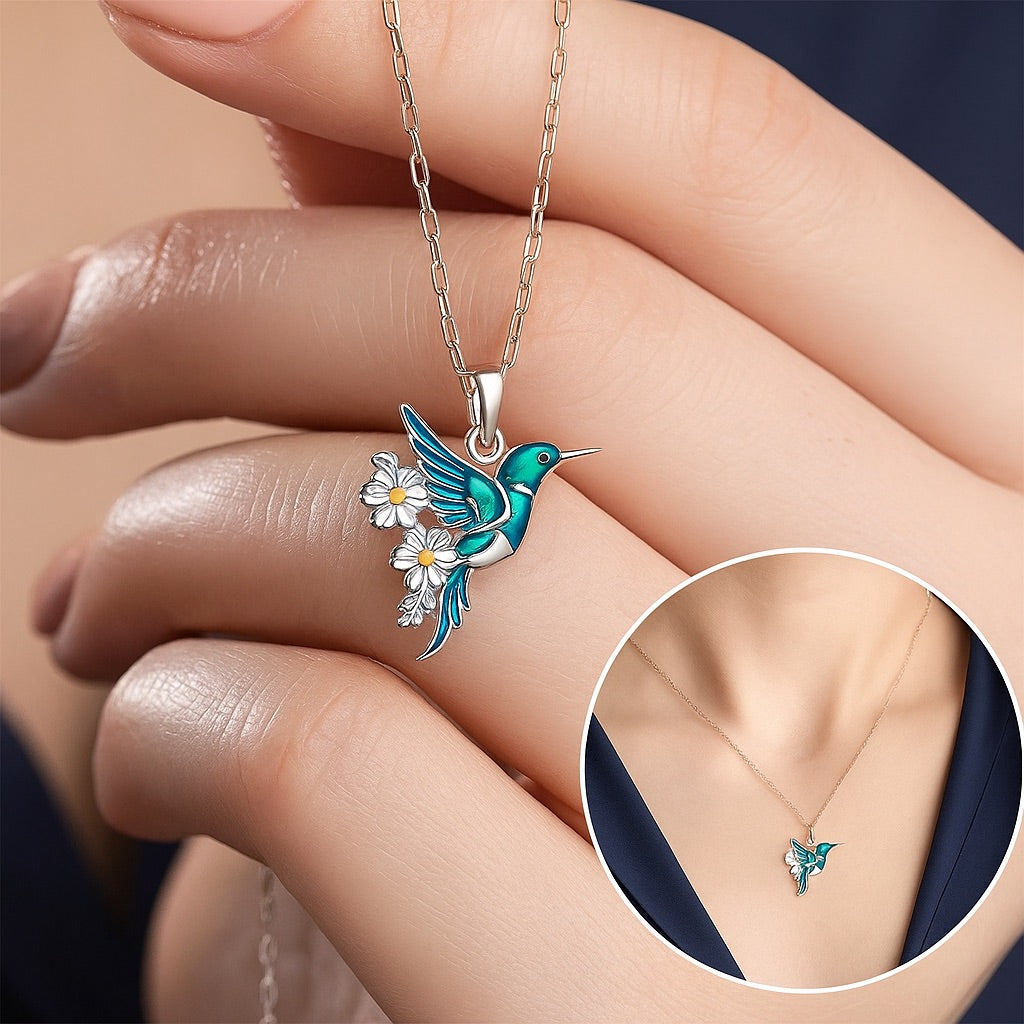Beautiful Turquoise Hummingbird Necklace With Bonus Earrings ��� Offer