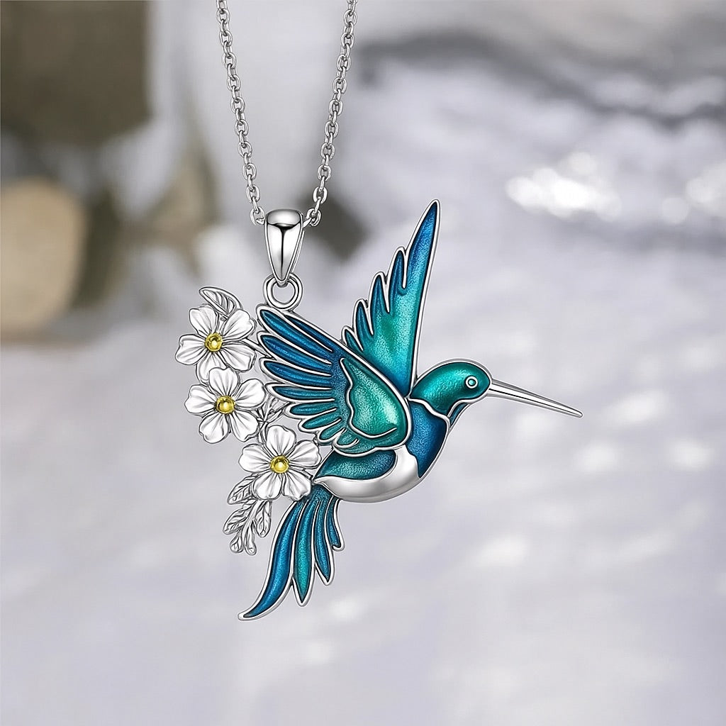 Beautiful Turquoise Hummingbird Necklace With Bonus Earrings ��� Offer