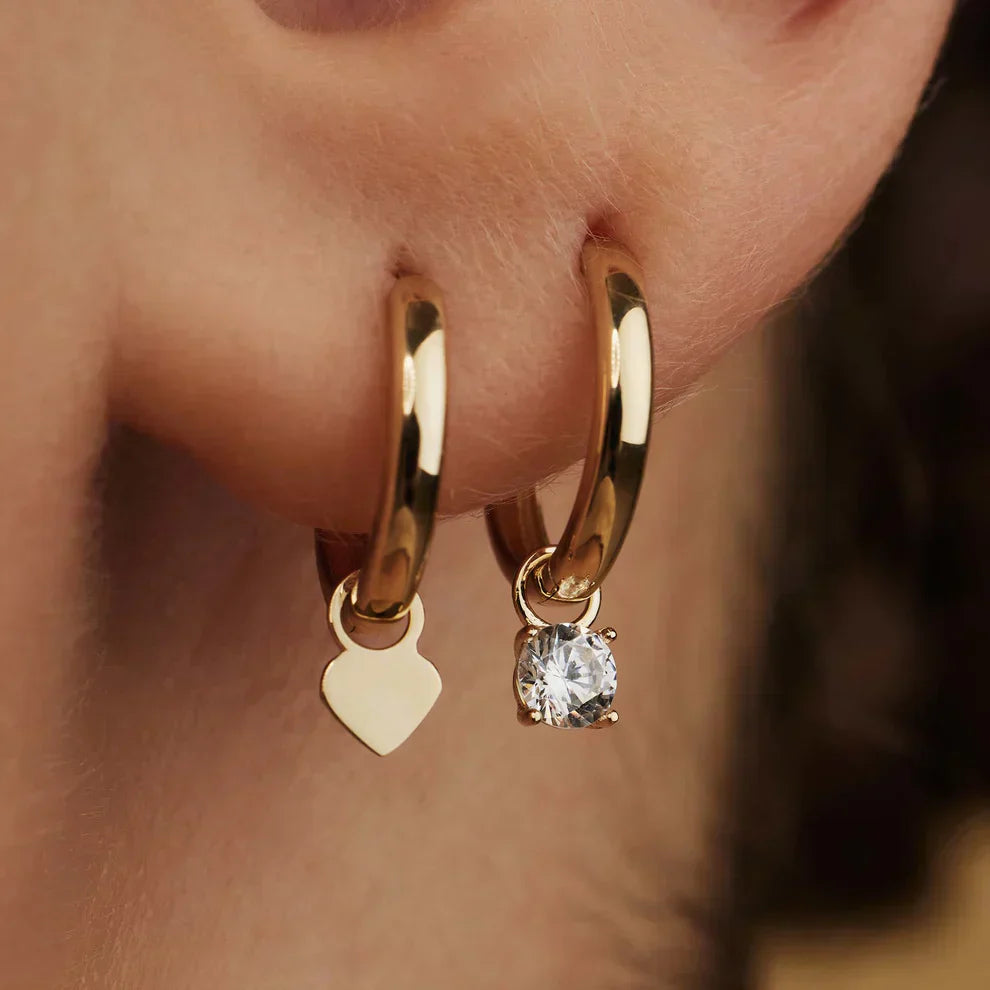 Larmes De Lune Stone Hoop Earrings - Gold