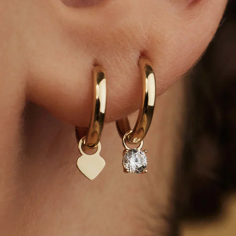 Larmes De Lune Stone Hoop Earrings - Gold