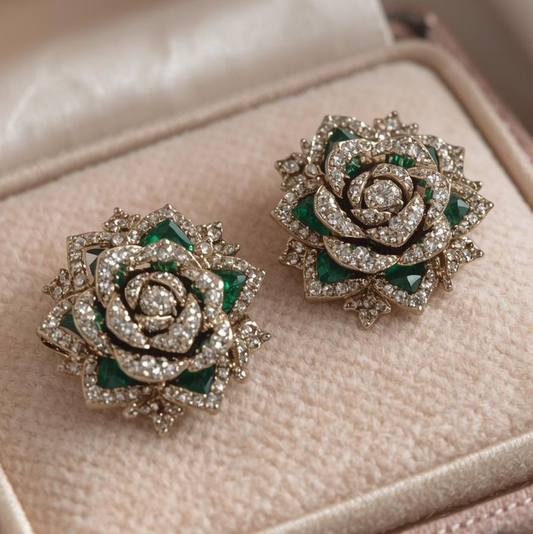 Emerald Rose Earrings