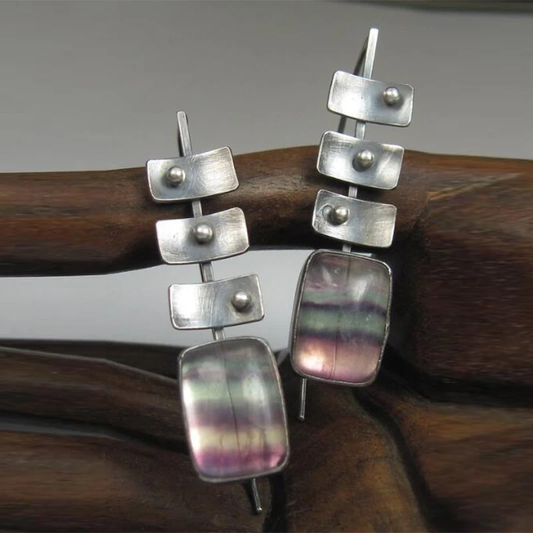 Boho Earrings Faded Color In Silver