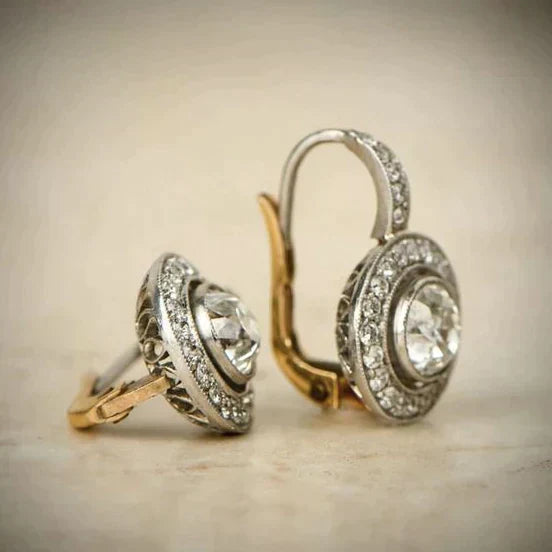 Vintage Silver Earrings With Zirconia