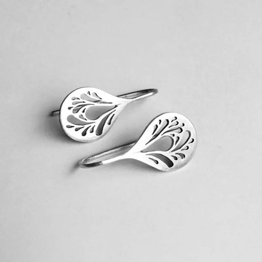 Hollow Silver Drop Earrings