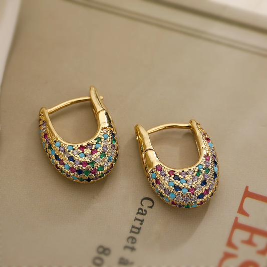 Colorful Inlaid Crystal Earrings