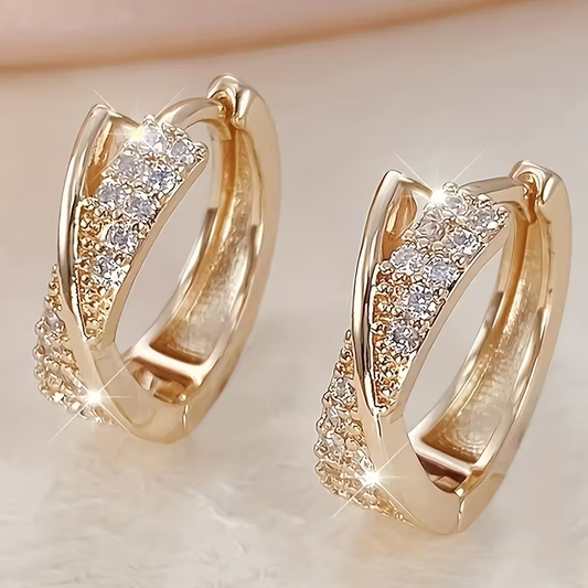 Bright Crystal Cross Hoop Earrings