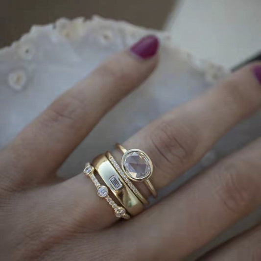 Garnet Stone Gold Ring Set