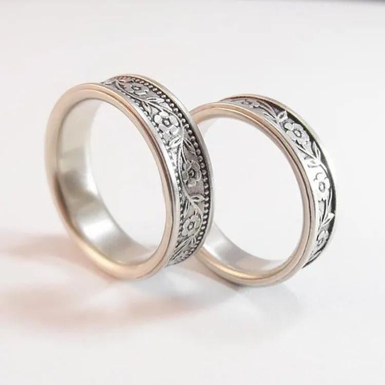 Silvered Flower Trail Ring
