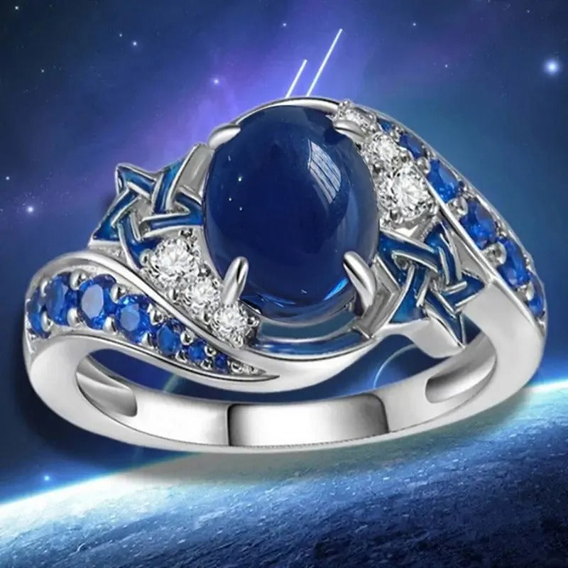 Exotic Blue Stone Silver Ring