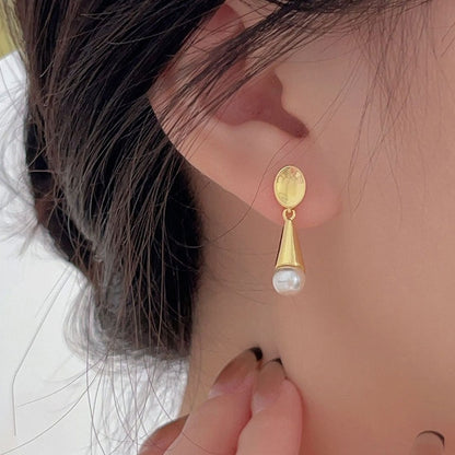 Pearl Drop Gold Earrings