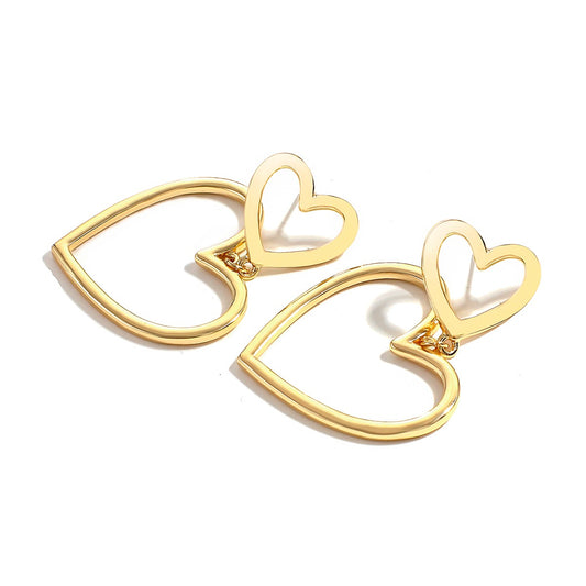 Double Heart Drop Earrings