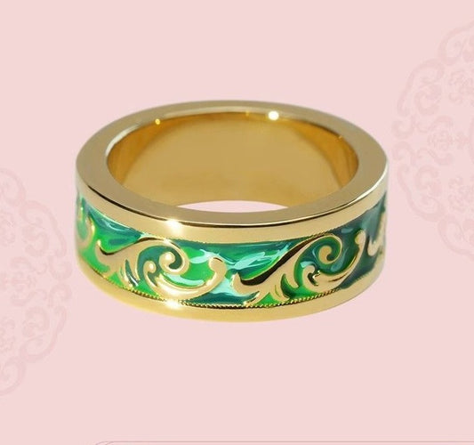 Exotic Green Hollow Signature Ring