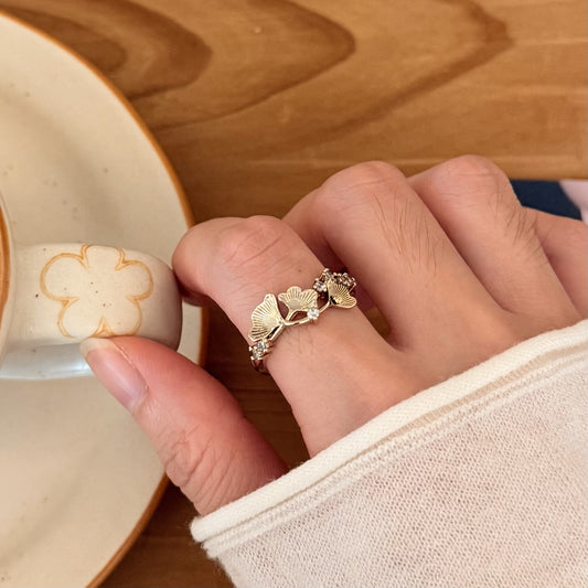 Blossom Gold Zirconia Exotic Ring