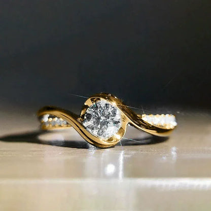 Twist Pave Solitaire Ring