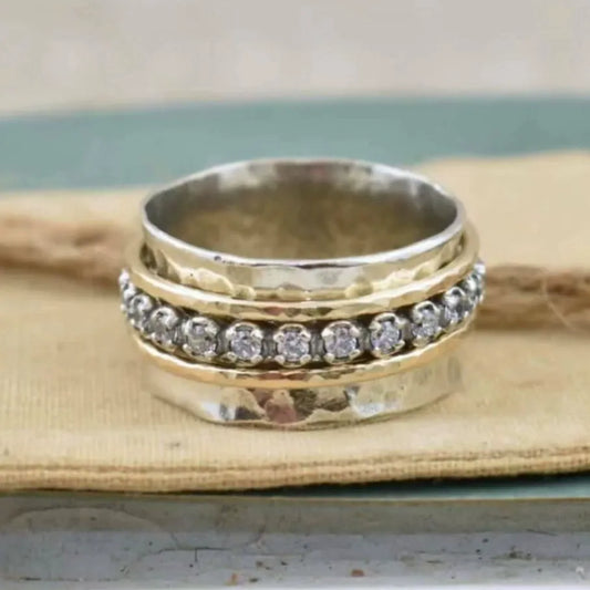 Vintage Gold Plated & Zirconia Thick Ring