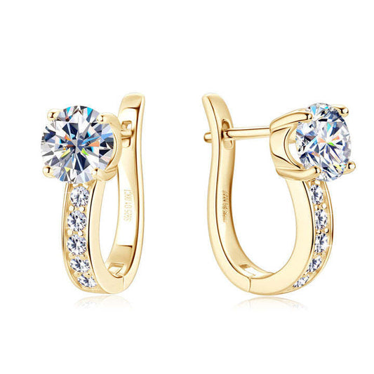 Gold Channel Huggie Earrings