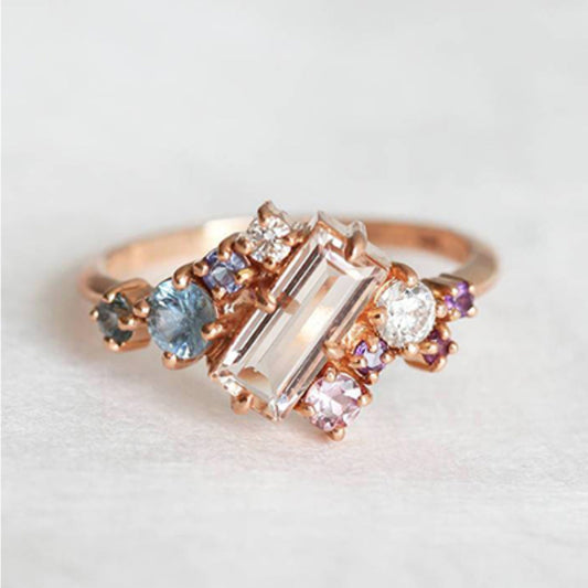 Colorful Glass Zirconia Ring