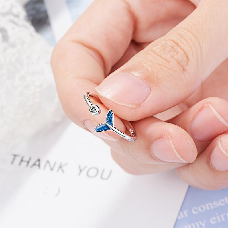 Whale Tail Ring In Silver And Zirconia